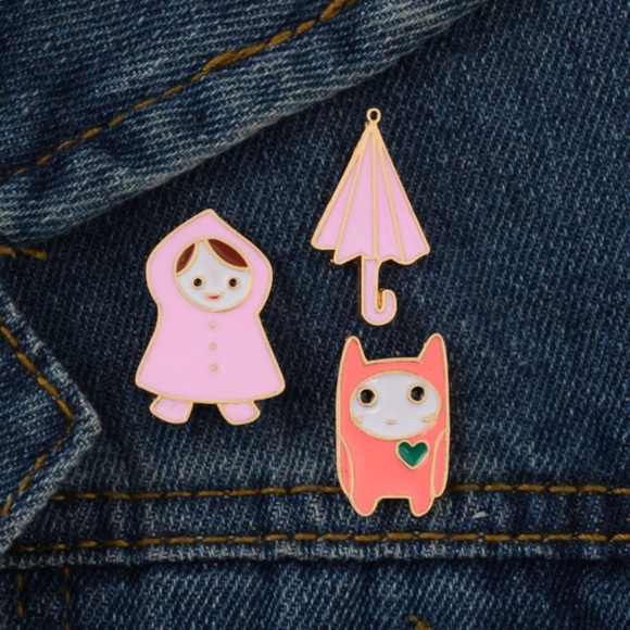 Accessories - New - 3 Piece Thick Enamel Pin Set Badge Jewelry